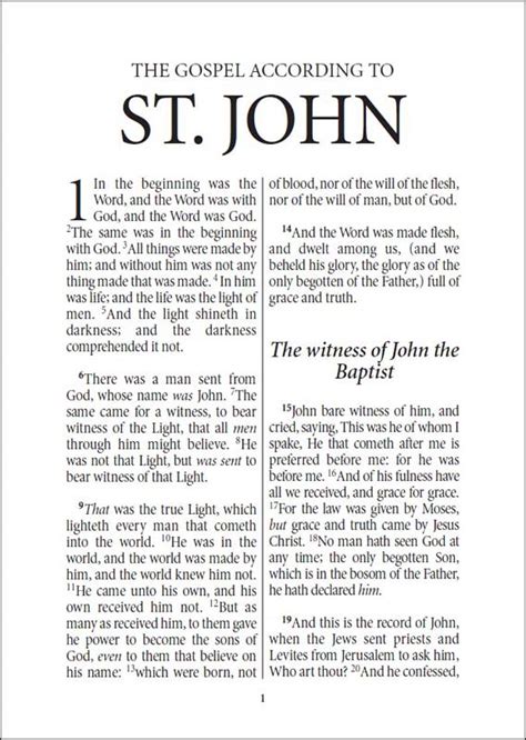 Go to the <b>John</b> chapter 1 study questions and follow along in the Table of Contents. . Gospel of john printable version